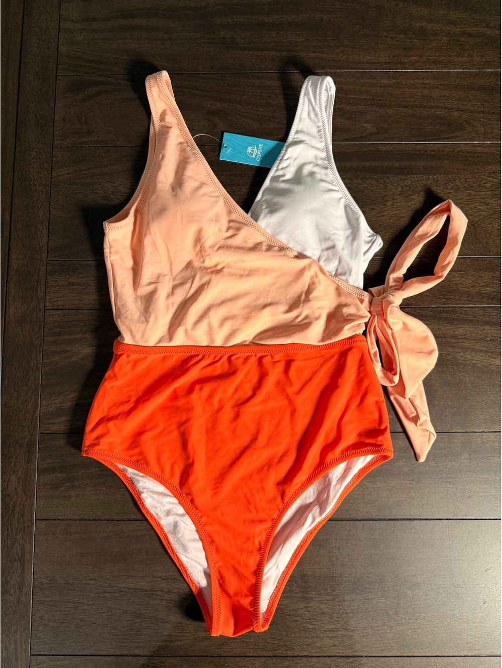NWT Cupshe Orange And White Bowknot One piece Swimsuit Size XS - Picture 4 of 7
